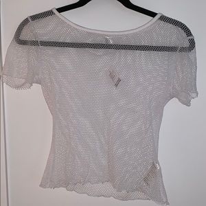 White mesh crop top